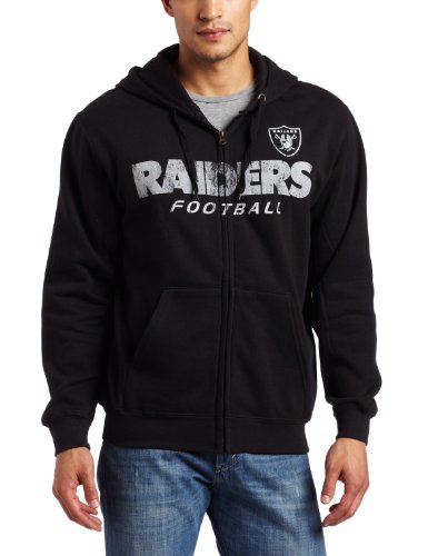NFL Men's Oakland Raiders Touchback IV Long Sleeve Fullzip Hooded Fleece (Black, Large)