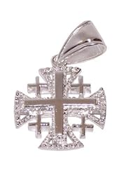 Sterling Silver Jerusalem Cross - Very Elegant hand work - 2 Layers (1.9 cm or 0.75" without loop)