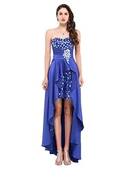 Sexy Strapless Lace Sequined Beaded  Sweetheart Acrylic/Satin Cocktail Floor Length High-Low-Hem Thigh Length Evening Dress/Homecoming Dress/Bridesmaid Dress/Pageant Dress/Prom Dress/Party Dress/Weddi