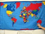 Fabric Cotton World Map Panels Z405