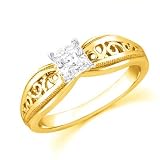0.25 Carat Antique Style Diamond Solitaire Engagement Ring on 10K White Gold