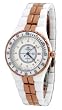 Oniss #ON8103-LRG Women's Midsize Rose Gold Trim White Ceramic Watch