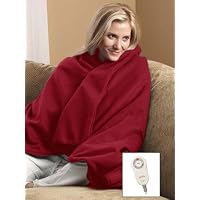 Sunbeam Fleece Throw Royal Cuddle Up Electric Heated Warming Heating Blanket, Merlot Red