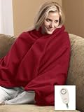 Sunbeam Fleece Throw Royal Cuddle Up Electric Heated Warming Heating Blanket, Merlot Red