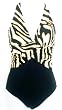 Marsol Missy 1PC Midriff Twist Swimsuit Black/ZebraFoilPrint Print Sizes 32(8) - 38(14)
