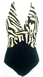 Marsol Missy 1PC Midriff Twist Swimsuit Black/ZebraFoilPrint Print Sizes 32(8) - 38(14)