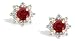 14K Yellow Gold Genuine Round Ruby and Diamond Star Earrings