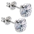 14KT White Gold .47 Carat Cubic Zirconia SOLITAIRE Stud Earrings