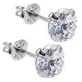 14KT White Gold .47 Carat Cubic Zirconia SOLITAIRE Stud Earrings