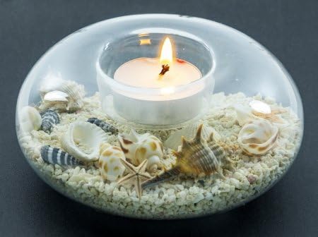 Sea Shell Candle Holder by GLOBAL VILLAGE GLASS STUDIOS