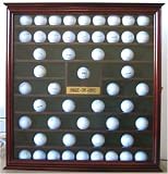 76 Golf Ball Holder Display Case Cabinet with Hole-In-One Plaque, Mahogany Finish