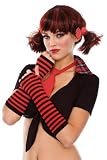 Music Legs Striped Arm Warmer One Size Black and Red