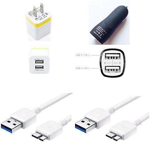 UIHY 1x Home Travel Charger 1x Car Charger and 2PCS 3FT Micro USB 3.0 Fast Charging Sync Data For Samsung Galaxy Note 3 III Note 4 N9000 Galaxy S5 i9600 Cable