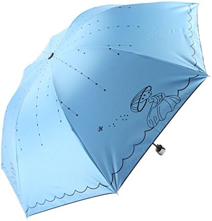 Perwiy Women Ladies New Windproof Anti UV Clear Rain Dancing Girl Umbrella Blue