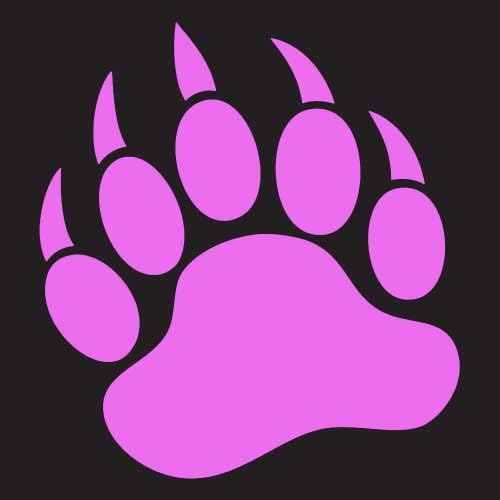 GRIZZLY BEAR PAW foot print 3.5" (color: LIGHT PINK) Vinyl Decal Window Sticker for Cars, Trucks, Windows, Walls, Laptops, and other stuff.