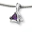 Amethyst and Diamond Sterling Silver Slide on 16" Cubetto 3mm Chain