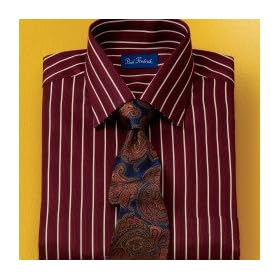 Deep Tone Textured Birdseye Stripe Dress Shirt
