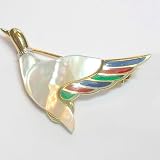 14K Mother of Pearl and Inlay Goose Pin