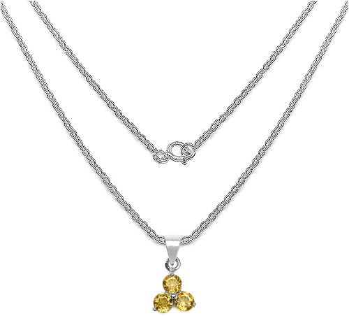 Silvancé - Women's Pendant Necklace 925 Sterling Silver Genuine Citrine - P340C