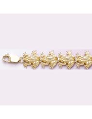 Gold Bracelet Frog Link Bracelet Textured 2-D