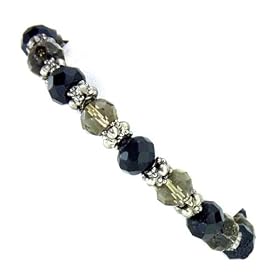 SuperStretch Hematite Tone Beaded Bracelet by 