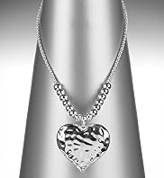 Battered Heart Pendant Diamanté Necklace
