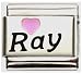 Ray Pink Heart Laser Name Italian Charm Link