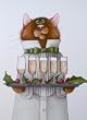 Champagne Cat Holiday Cards Package of 12 By Linnea Designs on Recycled Card Stock