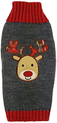 Christmas Reindeer Rudolph Knit Dog Sweater Pet Sweater Dog Clothes Soft Washable (XS)