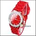 NEW Jelly Crystal High Quality Silicone Sports Unisex Wristwatches RED 9666