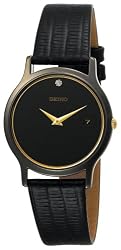 Seiko Men's SKP333 Dress Black Leather Strap Watch