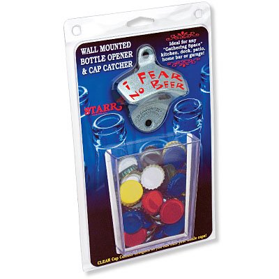 I Fear No Beer Opener / Small Clear Plastic Cap Catcher Set