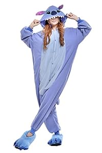 Halloween Animal Pajamas Unisex Sleeping Wear Kigurumi Onesie Cosplay Costumes (M, blue stitch)