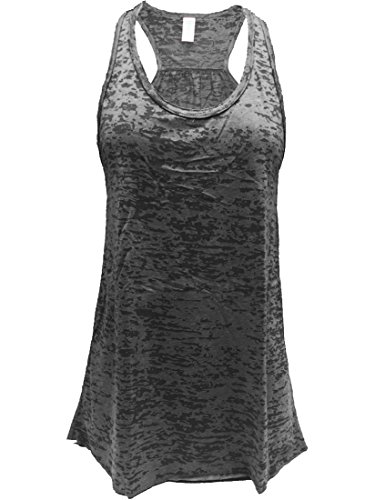 Flowy Burnout Racerback Tank (L, Black)