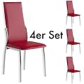 Esszimmer Stuhl DORIS - Set mit 4 St�hlen - chrom / rot