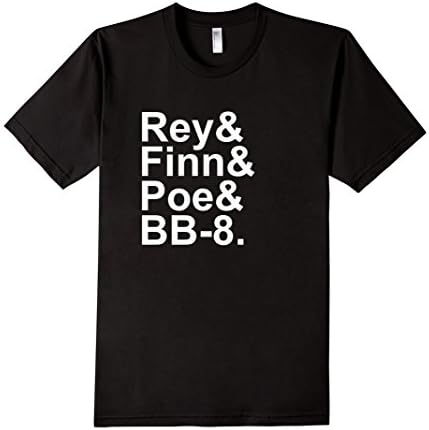 Men's Rey Finn Poe BB-8 Helvetica Shirt Large Black