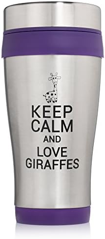Purple Stainless Steel Giraffe Love With Lid 16oz Keep Calm And Love Giraffes Insulated Giraffe Gifts