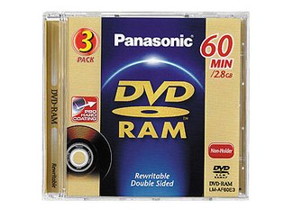 Childrens Toyshop  Third Party New : Panasonic DVD RAM (2.8GB, 8cm double sided, 60min) Pack 3