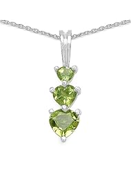 0.90 Carat Genuine Peridot Sterling Silver Pendant Necklace. 18"