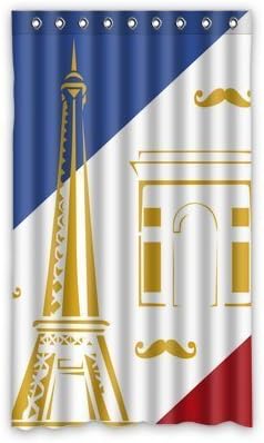 Custom Fashion Eiffel Tower Triumphal Arch and French Flag Window Curtain 50"x84" (One Piece) Custom Home Decor Curtain