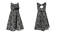 Girls Pleated Lace Mesh Cutout Sleeveless Plaid Print Polyester/Silk/Shantung/Velvet Flared-Skirt  Dress With a Sash 
