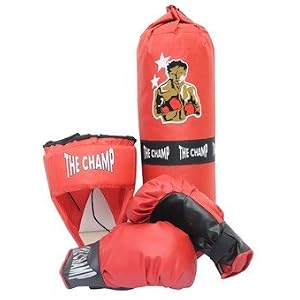 Boxing 4Pc Set With Bag, Red & Black