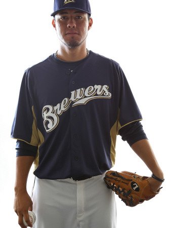 Milwaukee Brewers Photo Day, MARYVALE, AZ - FEBRUARY 24: Yovani Gallardo Photographic Poster Print by Jonathan Ferrey, 24x32