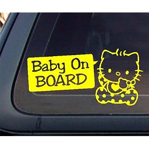 Hello Kitty Baby On Board Car Decal /Sticker - YELLOW