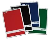 TOPS Spiral Steno Books, 6 x 9 Inches, Gregg Rule, White Paper, Assorted Covers, 80 Sheets per Book, 4 Books per Pack (80220)