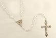 Pack of 8 April Diamond Birthstone Glass Beaded Rosaries 17.5"