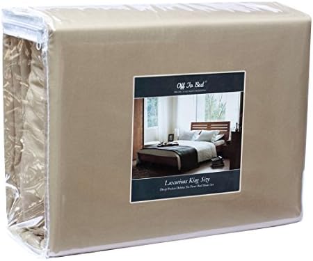 Off To Bed Luxury Deep Pocket 6 Piece Bed Sheets Set, Wrinkle, Fade, Stain Resistant - Hypoallergenic Includes 1 Fitted Sheet, 1 Flat Sheet and 4 Pillow Cases (Queen, Taupe)
