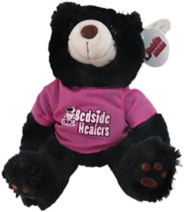 Bedside Healers Healing Plush Animals (Black Bear w/Pink Shirt)
