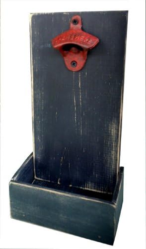 Rustic Black Bottle Opener with Cap Catcher