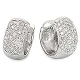 14k White Gold & Diamond Pave' Set Hoop Earrings (1.28ctw)